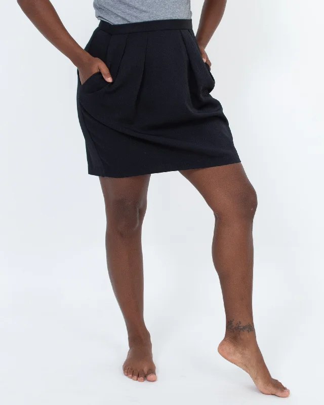 Black Straight Mini Skirt flowy skirt hem
