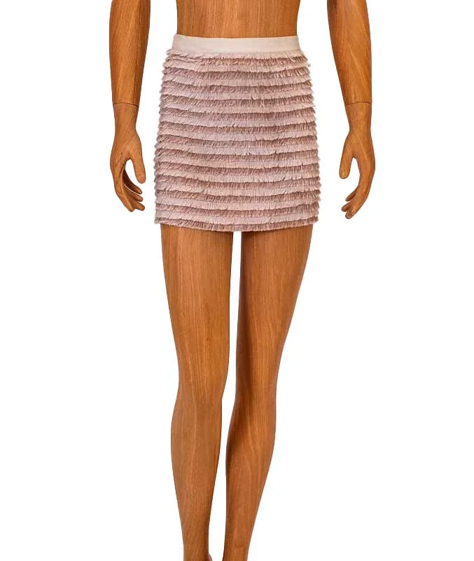 Light Pink Metallic Fringe Mini Skirt chiffon skirt airy
