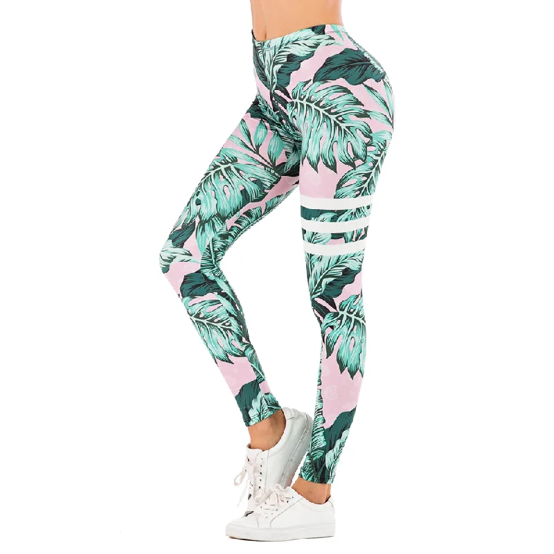 Brand Sexy Women Legging leaf Printing Fitness leggins Fashion Slim legins High Waist Leggings Woman Pants Stylish Side-Stripe Leggings Brand Sexy Women Legging leaf Printing Fitness leggins Fashion Slim legins High Waist Leggings Woman Pants Stylish Side-Stripe Leggings