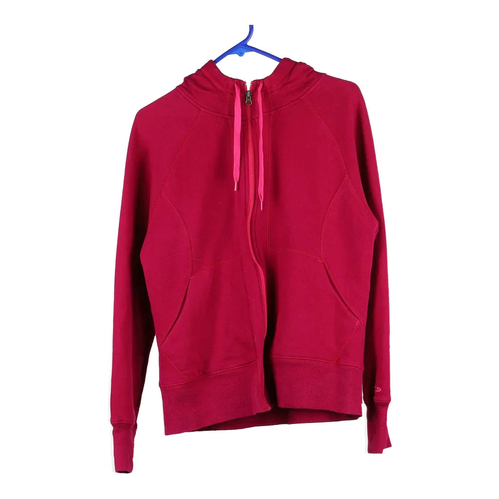 Champion Hoodie - Large Pink Cotton Blend Hoodie with Typography Text Message