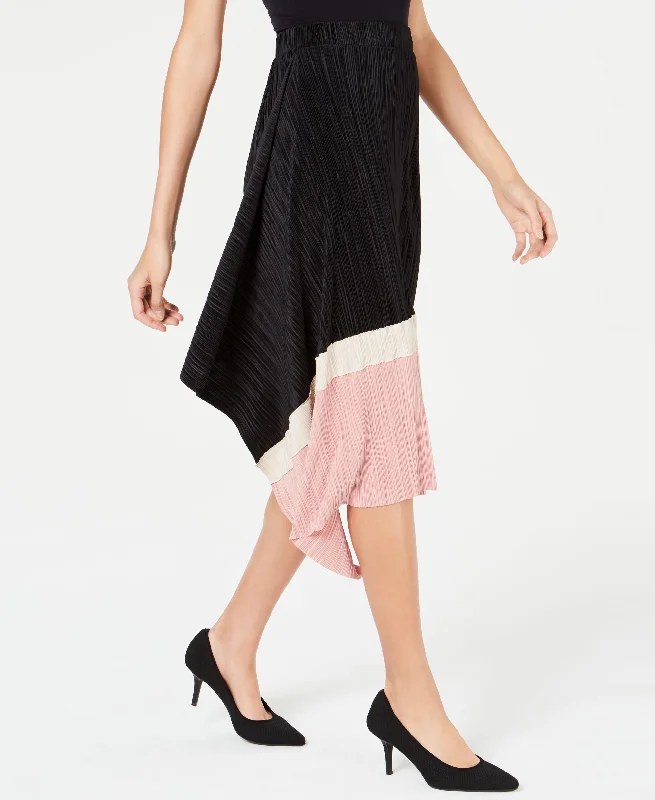 Alfani Petite Pleated Colorblocked Skirt floral skirt print
