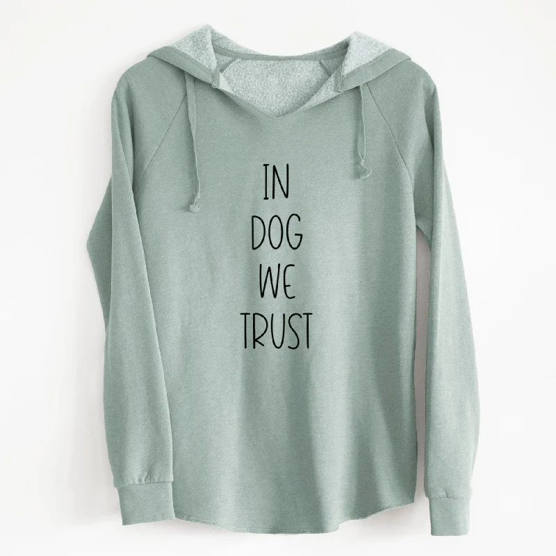 In Dog We Trust - Cali Wave Hooded Sweatshirt Hoodie with Raw Hem Edgy Unfinished