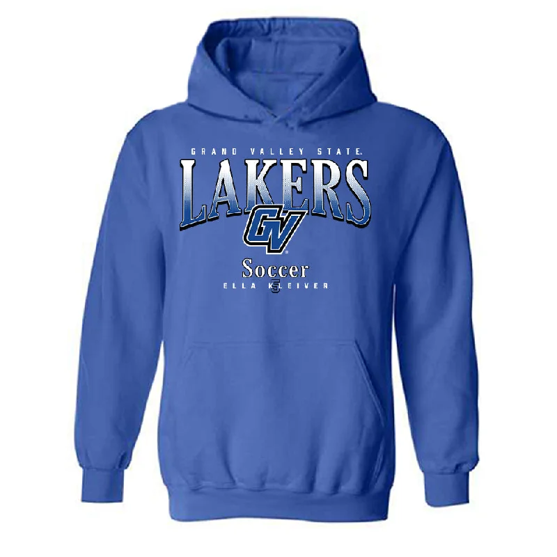 Grand Valley - NCAA Women's Soccer : Ella Kleiver - Classic Fashion Shersey Hooded Sweatshirt Hoodie with Velcro Closure Adjustable Secure Grand Valley - NCAA Women's Soccer : Ella Kleiver - Classic Fashion Shersey Hooded Sweatshirt Hoodie with Velcro Closure Adjustable Secure