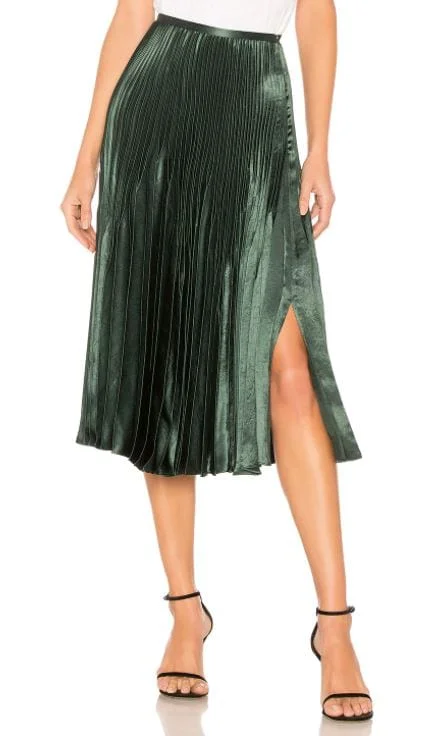 "Chevron" Pleated Midi Skirt chiffon skirt flowing