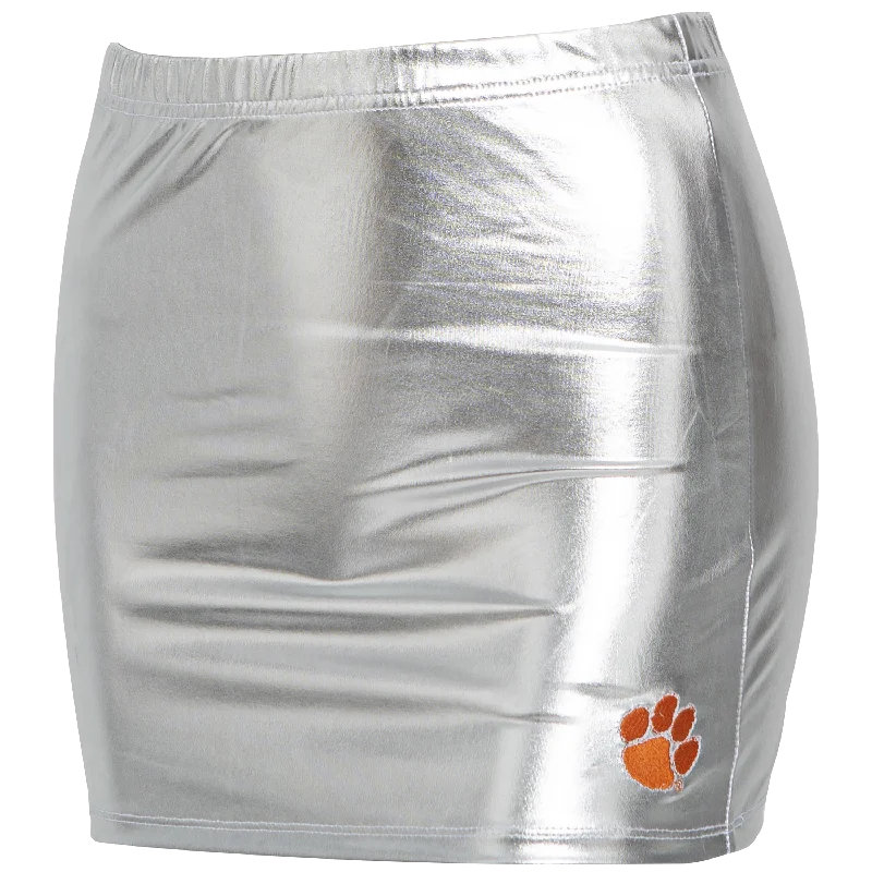 Silver Skirt with Orange Paw denim skirt durable
