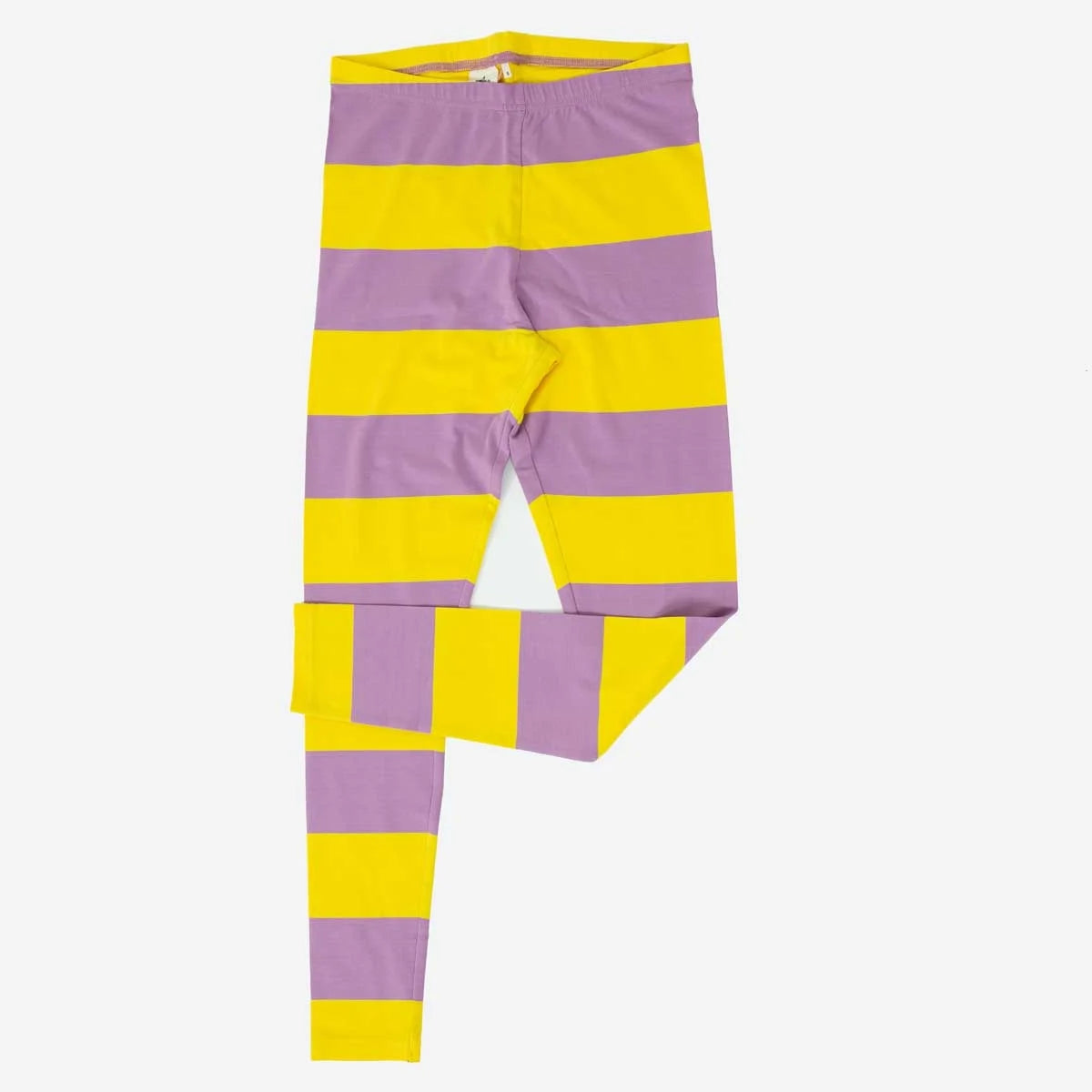 AWOC Leggings - Yellow & Lilac Fashionable Ribbed Knit Leggings