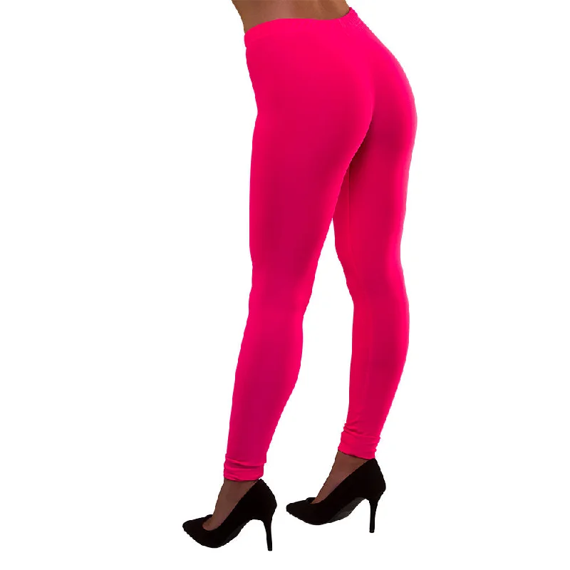80's Neon Leggings Hot Pink Cozy Workout Performance Leggings