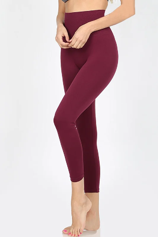 Zenana Womens High Waist Seamless Capri Leggings Elegant Embellished Leggings