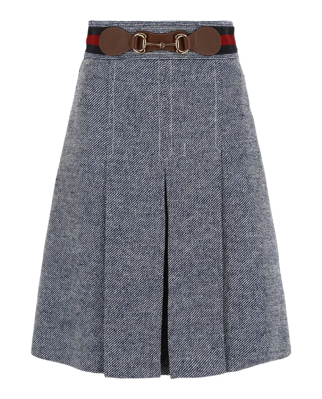 Gucci Womens Horsebit Pleated Boucle Skirt lace skirt intricate