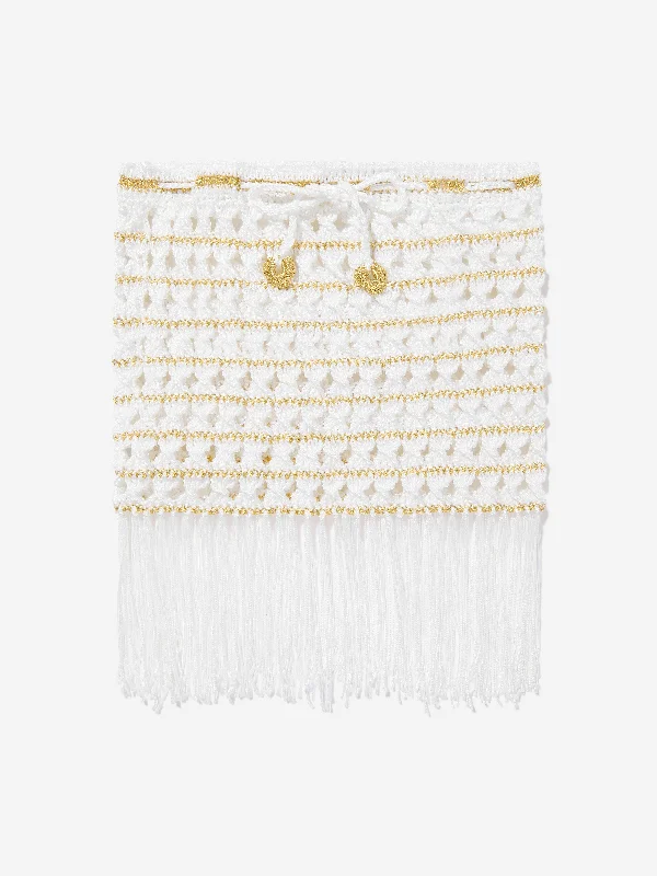 Girls Svetla Skirt in White velvet skirt luxury