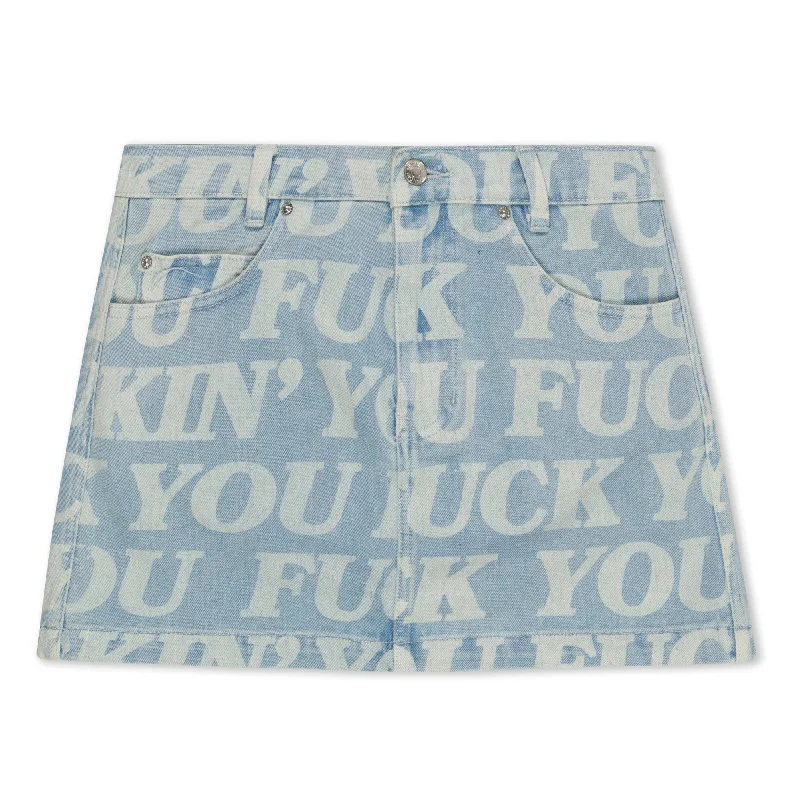 Fuckin Fuck Denim Mini Skirt  (Light Wash ) silk skirt sleek