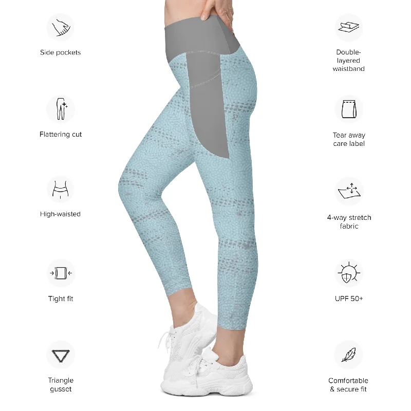 Life League Gear - Women's Leggings with Pockets "ADAPT" - KEYS BLUE / SHARK GREY Fashionable Fitted Workout Leggings Life League Gear - Women's Leggings with Pockets "ADAPT" - KEYS BLUE / SHARK GREY Fashionable Fitted Workout Leggings