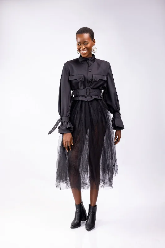 ATTO TETTEH Addy Black Cashmere Tule Dress Tunics Sophisticated sleek