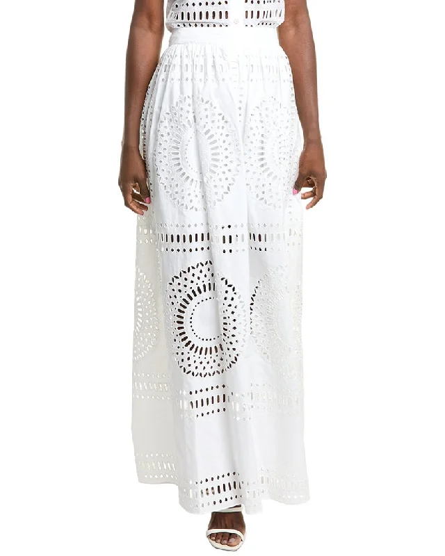 Alberta Ferretti Eyelet Maxi Skirt velvet skirt luxurious