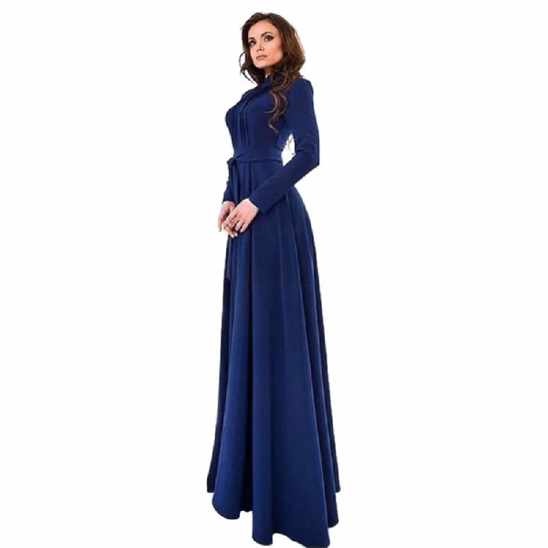 Lady Dresses Women Chiffon Long Sleeve Slim Fit Dress Party Long Maxi Gown Dresses Tunics Business professional