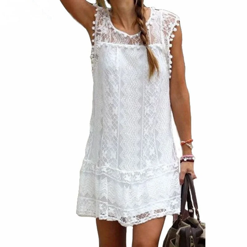 Fashion Summer Dress Casual Solid Sleeveless O-Neck Plus Size Loose Beach Lace Party Women Dresses Sexy Mini Vestidos Tunics Luxurious premium Fashion Summer Dress Casual Solid Sleeveless O-Neck Plus Size Loose Beach Lace Party Women Dresses Sexy Mini Vestidos Tunics Luxurious premium