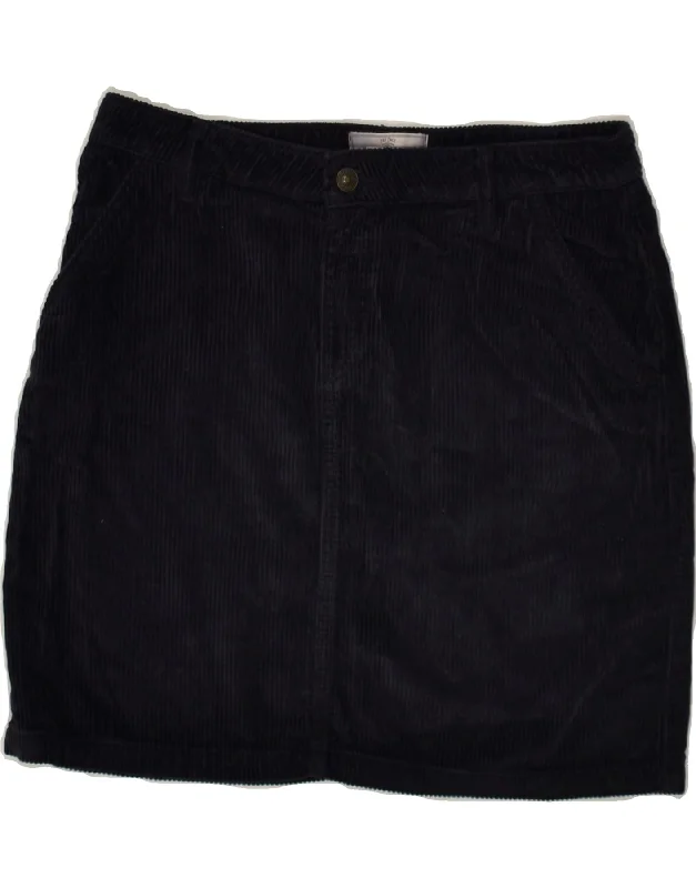 FAT FACE Womens Corduroy Skirt UK 10 Small W30 Navy Blue Cotton corduroy skirt cozy