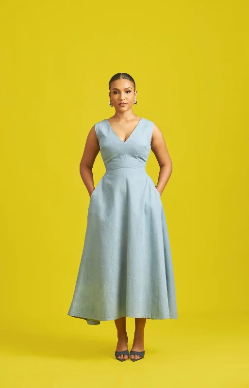 M.O.T DB Denim Midi length dress with Pockets Tunics Modern contemporary
