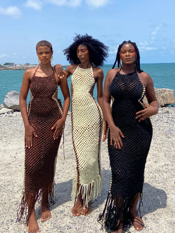 Qreenade Illusion Mesh Macramé Beach Dress Tunics Travel practical