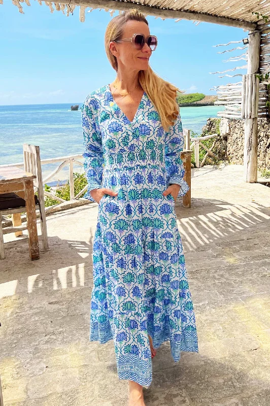Billie Block Print Dress | Blue/Green Tunics Winter warm