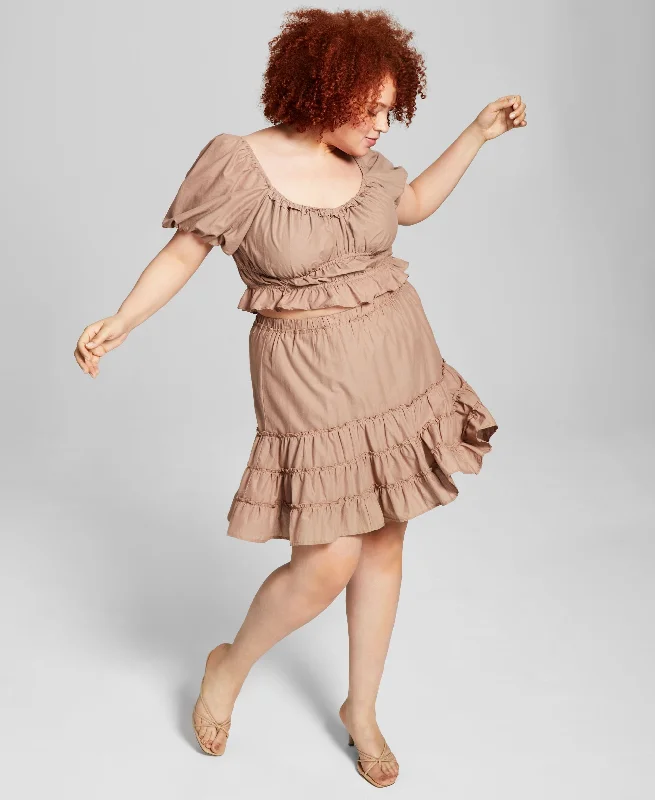 Now This Trendy Plus Size Cotton Tiered Skirt velvet skirt plush