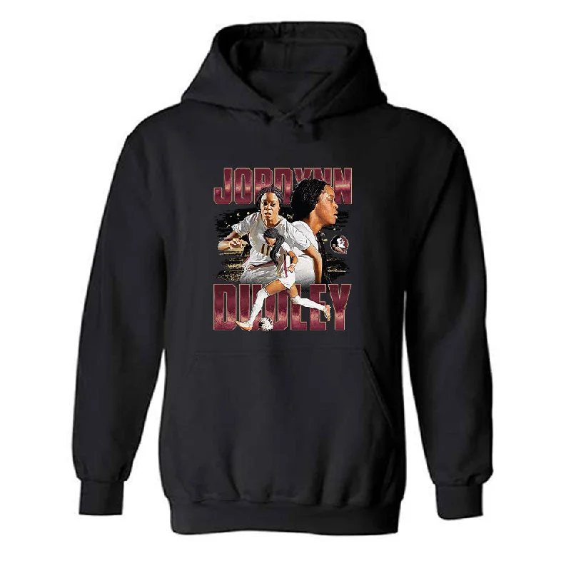 FSU - NCAA Women's Soccer : Jordynn Dudley - Player Collage Hooded Sweatshirt Hoodie with Exposed Zipper Edgy Industrial FSU - NCAA Women's Soccer : Jordynn Dudley - Player Collage Hooded Sweatshirt Hoodie with Exposed Zipper Edgy Industrial