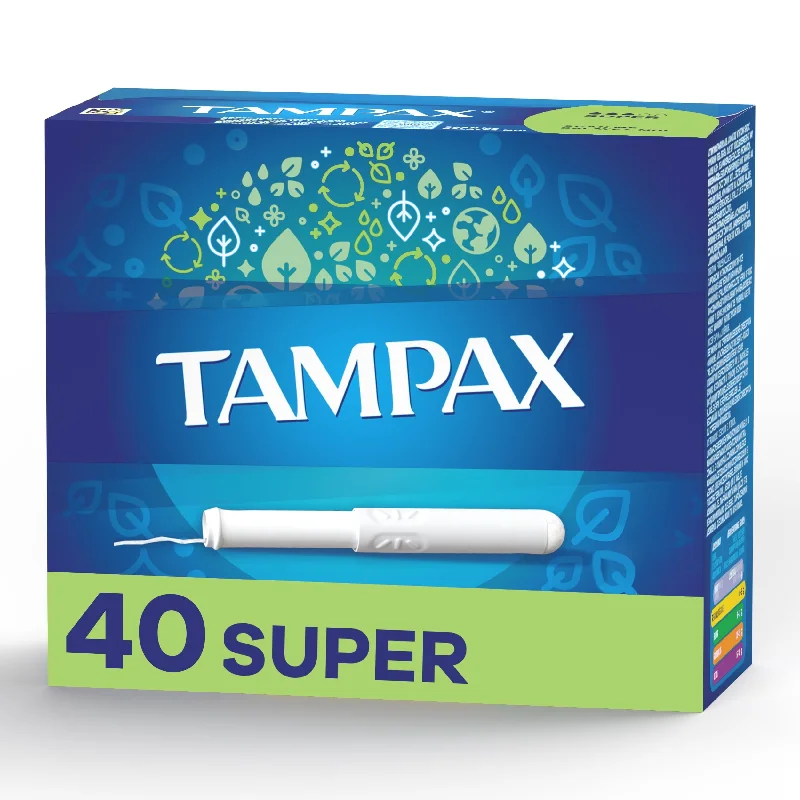 Tampax Cardboard Tampons Super Absorbency, Anti-Slip Grip, LeakGuard Skirt, Unscented, 40 Count belted skirt waist