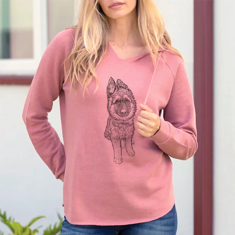 Bare Kuyo the German Shepherd - Cali Wave Hooded Sweatshirt Hoodie with Batwing Sleeves Loose Dramatic