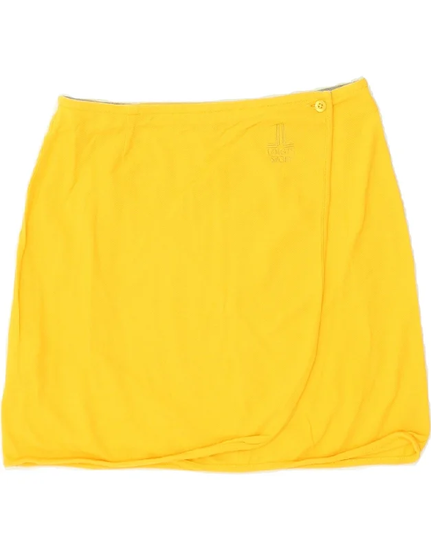 LANCETTI Womens Wrap Skirt IT 44 Medium W28 Yellow Cotton wool skirt warm