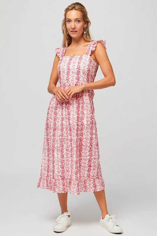 Birdie Dress | Linear Botanical Pink Tunics Stylish elegant