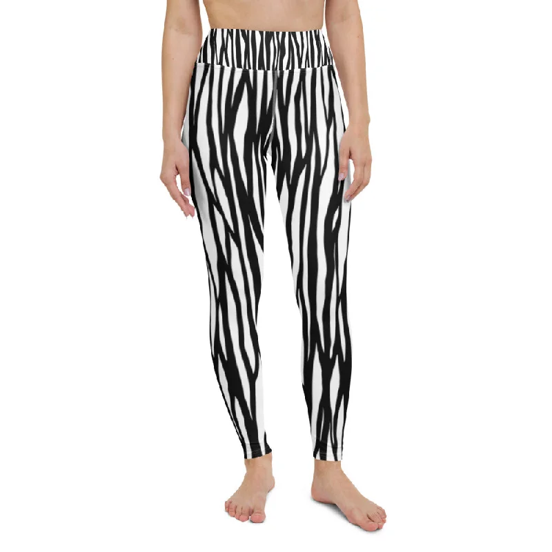 Zebra Print Yoga Leggings - With Pockets Trendy Tie-Dye Leggings