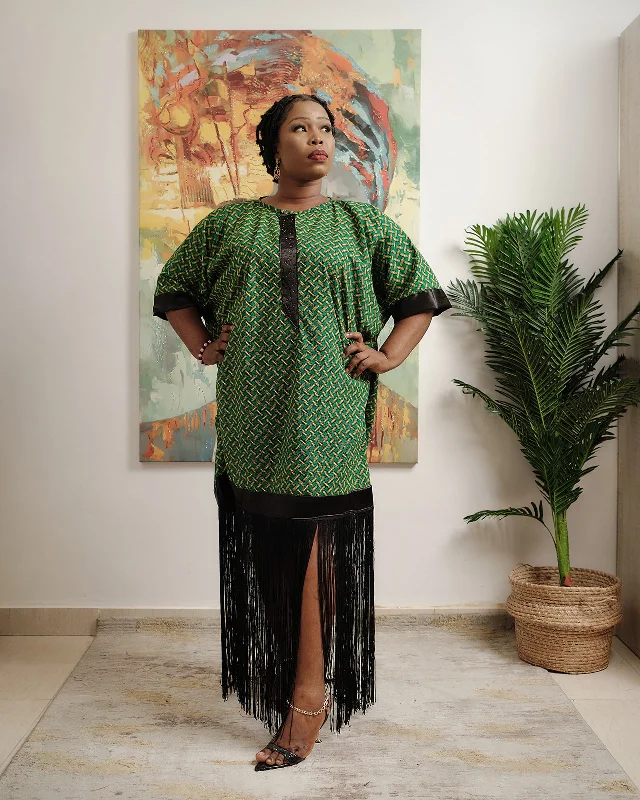 Talia Fringe Detail Dress Tunics Solid Classic