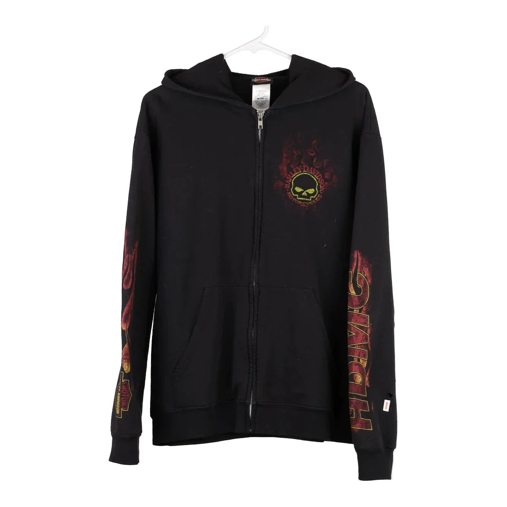 Lafayette Indiana Harley Davidson Hoodie - Large Black Cotton Blend Hoodie with Zipper Placket Modern Functional Lafayette Indiana Harley Davidson Hoodie - Large Black Cotton Blend Hoodie with Zipper Placket Modern Functional