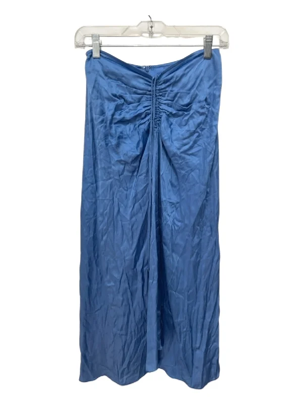 Line & Dot Size XS Blue Polyester Back Zip Ruched Drawstring Skirt denim skirt classic Line & Dot Size XS Blue Polyester Back Zip Ruched Drawstring Skirt denim skirt classic