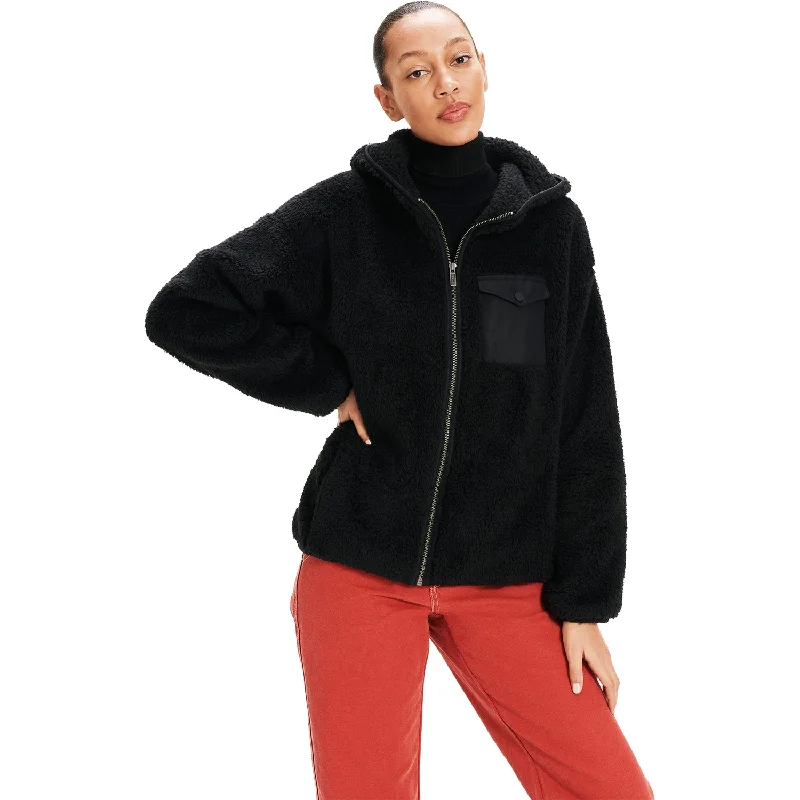 Women's UGG Kadence Black Fleece Sherpa Hoodie Hoodie with Hood Adjustable Protection Women's UGG Kadence Black Fleece Sherpa Hoodie Hoodie with Hood Adjustable Protection