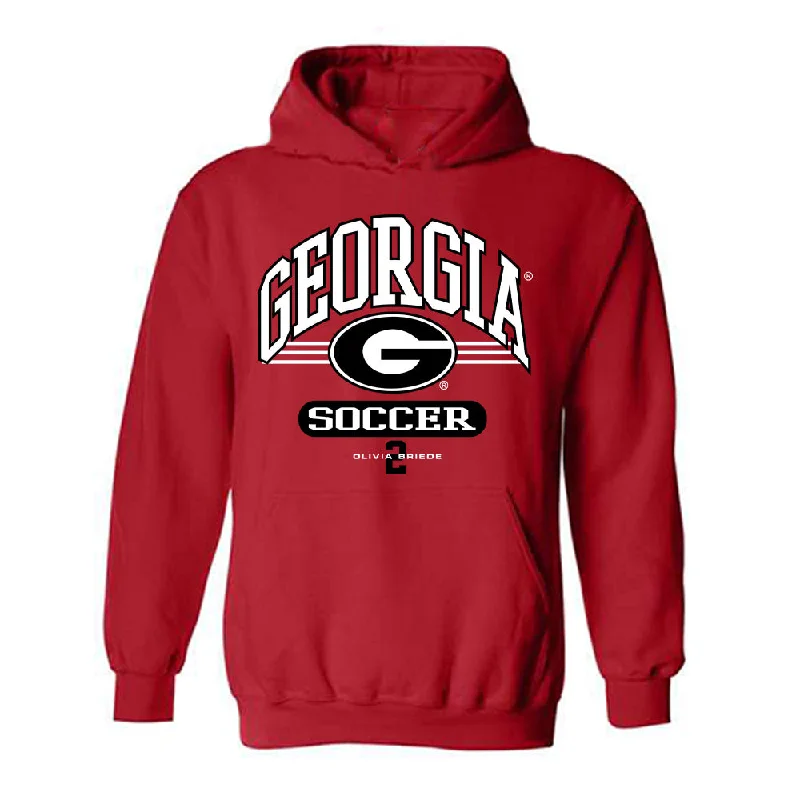 Georgia - NCAA Women's Soccer : Olivia Briede - Classic Fashion Shersey Hooded Sweatshirt Hoodie with Hem Applique Textured Unique