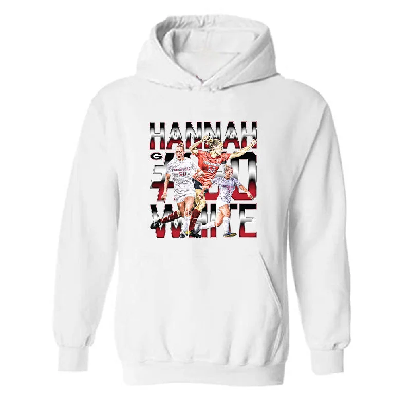 Georgia - NCAA Women's Soccer : Hannah White - Player Collage Hooded Sweatshirt Hoodie with Full-Zip Functional Layering Georgia - NCAA Women's Soccer : Hannah White - Player Collage Hooded Sweatshirt Hoodie with Full-Zip Functional Layering