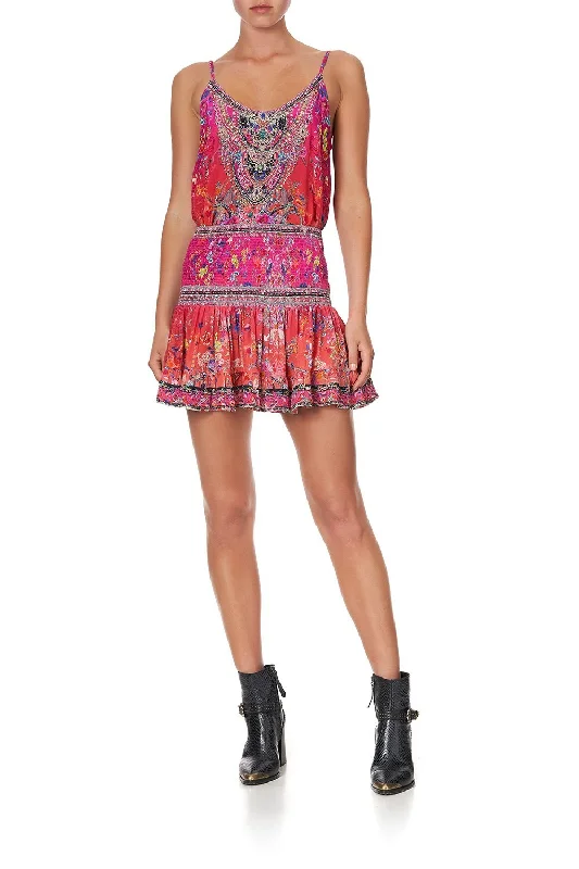 SHORT SHIRRED SKIRT FREE LOVE low waist skirt