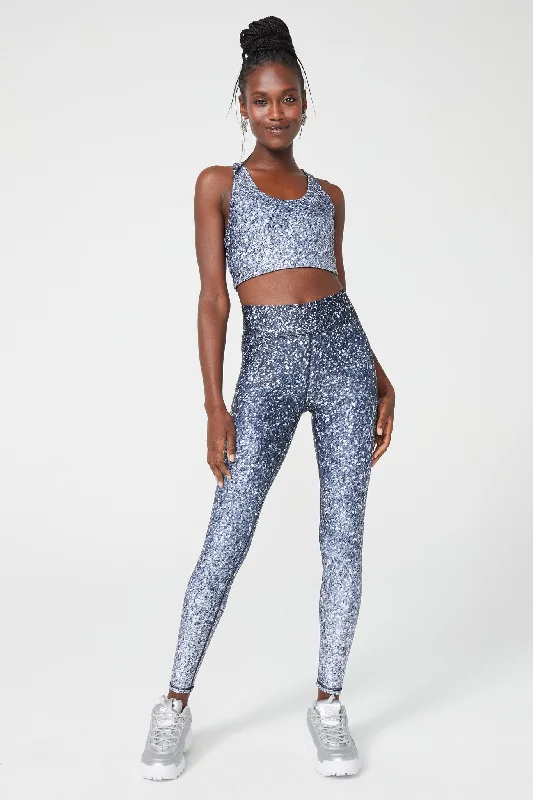 Hi-Shine Leggings in Black and White Glitter Elegant Satin Finish Leggings