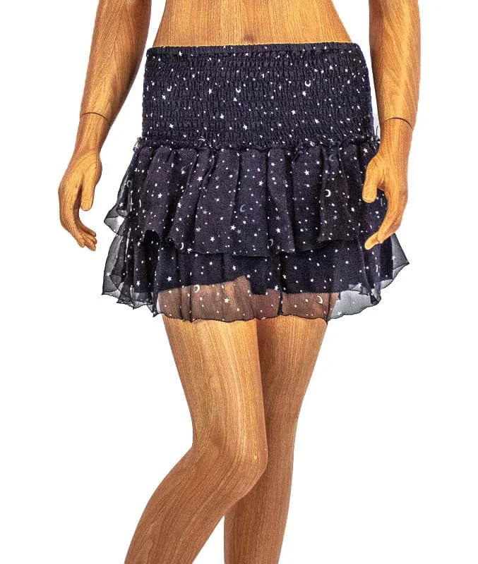 Galaxy Print Mini Skirt denim skirt classic