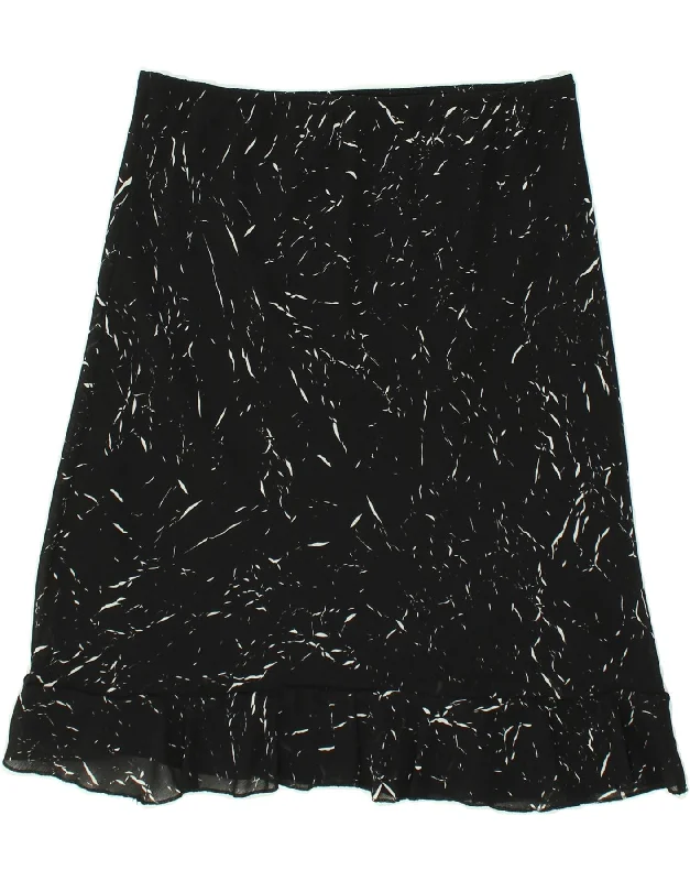 VINTAGE Womens Abstract Pattern Midi Skirt W30 Medium Black Striped chiffon skirt flowing