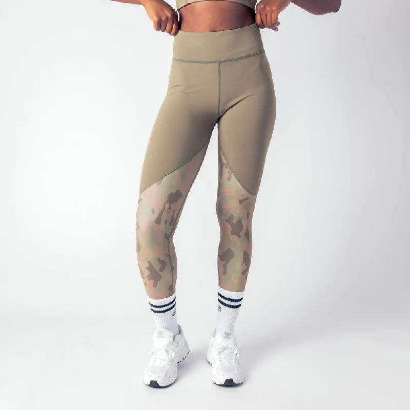 Vertex Camo High Rise Leggings - Military Green Stylish Stretch-Waist Leggings