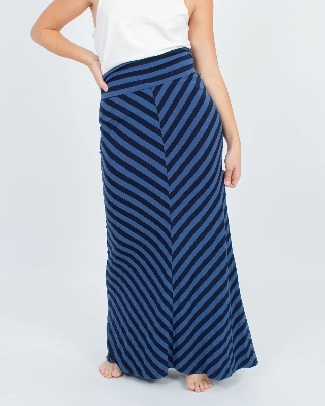 Striped Maxi Skirt zip skirt side