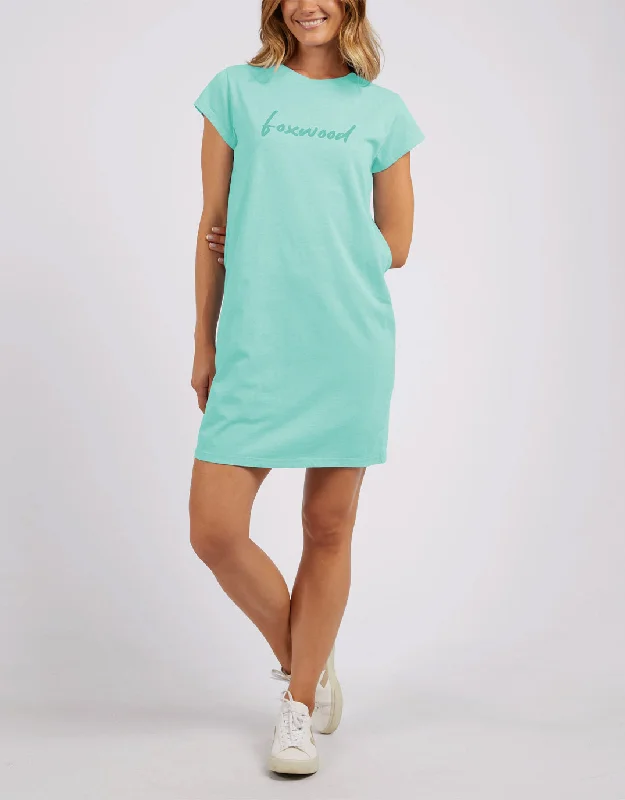 Signature Embroidery Tee Dress - Neon Mint Tunics Evening elegant