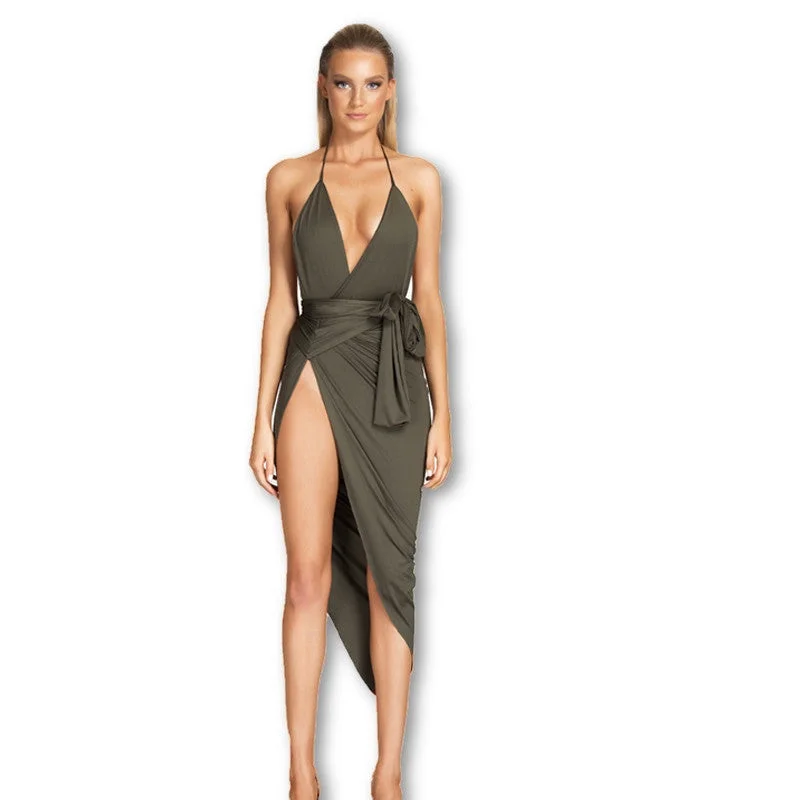Autumn Winter Dress Sexy Celebrity Women V-neck backless Wrap Slim midi Bodycon Stretch Dresses Tunics Cozy comfortable Autumn Winter Dress Sexy Celebrity Women V-neck backless Wrap Slim midi Bodycon Stretch Dresses Tunics Cozy comfortable