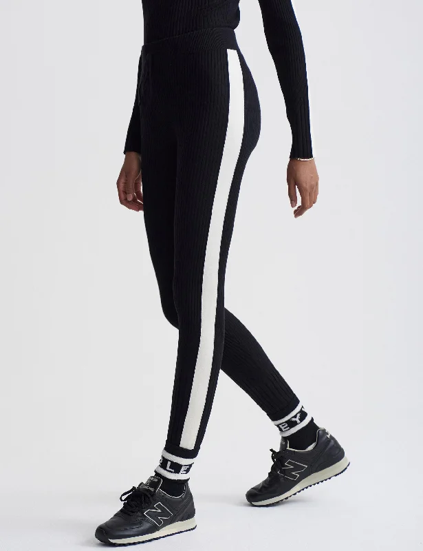 Aiden Knit Legging - Black Stylish Side-Stripe Leggings