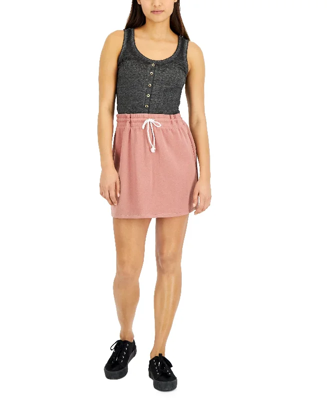Grayson Threads Black Juniors' Drawstring-Waist Skirt pleated skirt texture