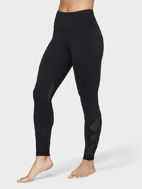 Manduka Movement Mesh Women's Yoga Leggings - Black Comfortable Athletic Tights
