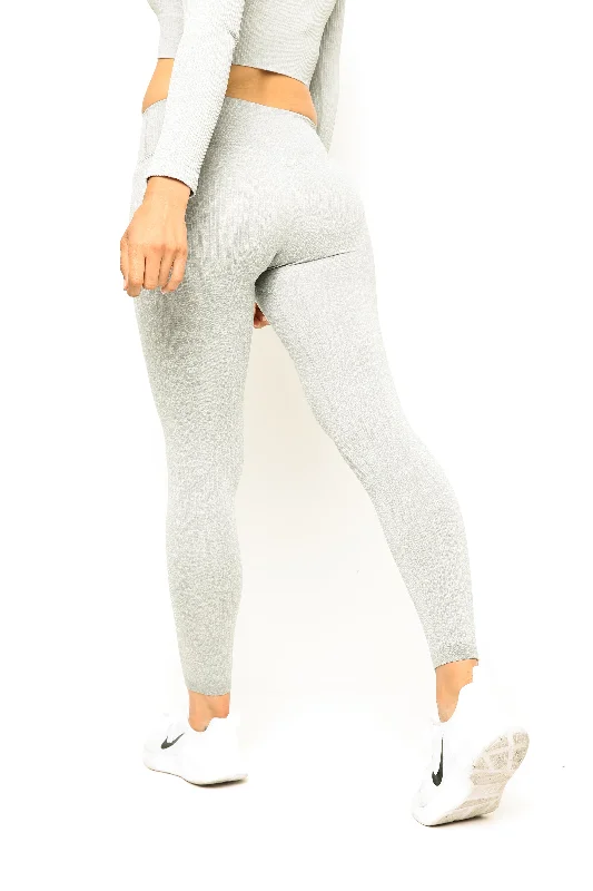 Womens - Lili Ribbed Seamless Leggings - Grey Chic Velvet Soft Leggings