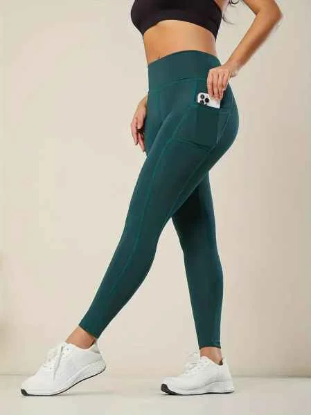 Ladies Long Length High Waist Solid Color Quick Drying Sports Leggings with Pocket Trendy Seamless Fit Leggings Ladies Long Length High Waist Solid Color Quick Drying Sports Leggings with Pocket Trendy Seamless Fit Leggings